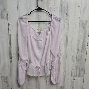 Guess Sheer Pink Blouse Womens Size Large